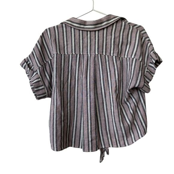 Anthropologie Cloth & Stone Linen Stripe Shirt size Small - Picture 2 of 10